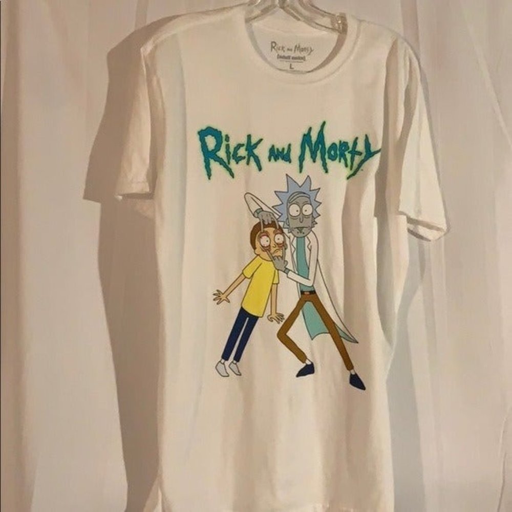 Rick And Morty Adult Swim 2018 T-Shirt L White New Without Tags